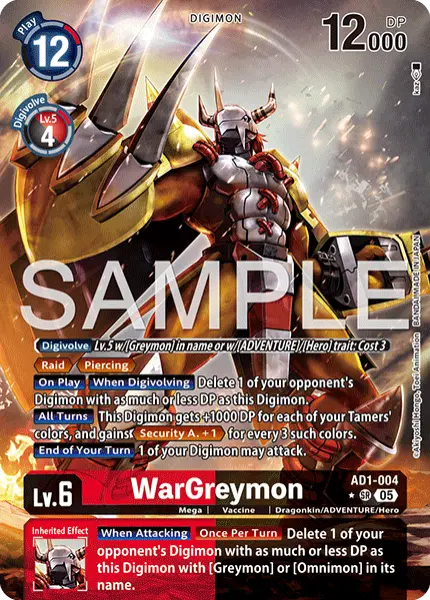Digimon TCG Card 'AD1-004_P1' 'WarGreymon'