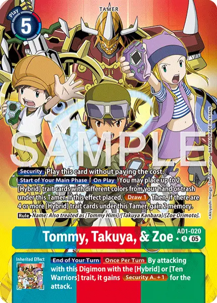 Digimon TCG Card 'AD1-020_P1' 'Tommy, Takuya, & Zoe'