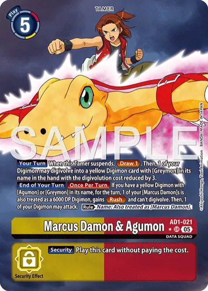 Digimon TCG Card 'AD1-021_P1' 'Marcus Damon & Agumon'