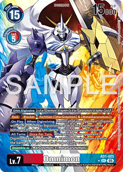 Digimon TCG Card 'AD1-025_P1' 'Omnimon'