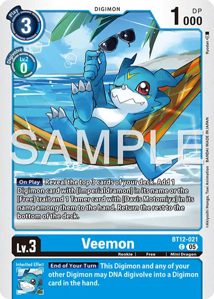 Digimon TCG Card 'BT12-021_P3' 'Veemon'
