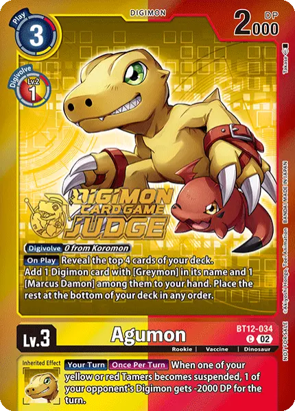 Digimon TCG Card 'BT12-034_P2' 'Agumon'
