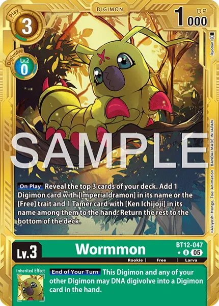 Digimon TCG Card 'BT12-047_P3' 'Wormmon'