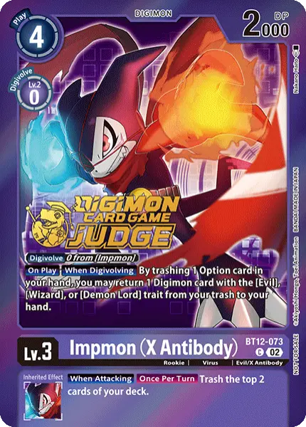 Digimon TCG Card 'BT12-073_P1' 'Impmon (X Antibody)'