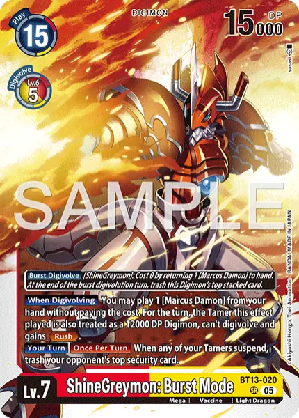 Digimon TCG Card 'BT13-020_P4' 'ShineGreymon: Burst Mode'