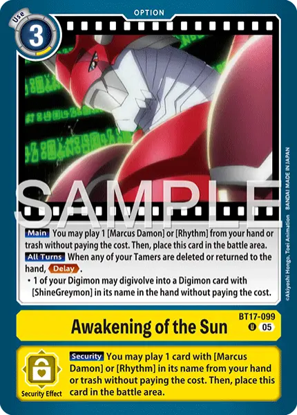 Digimon TCG Card 'BT17-099_P2' 'Awakening of the Sun'