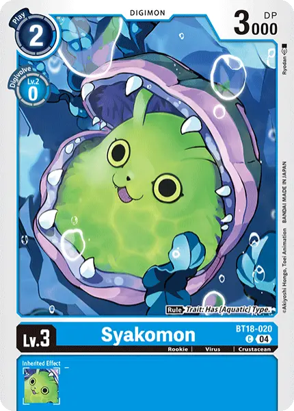 Digimon TCG Card 'BT18-020' 'Syakomon'