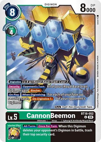 Digimon TCG Card BT18-052 CannonBeemon