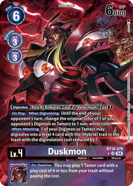 Digimon TCG Card 'BT18-078_P1' 'Duskmon'