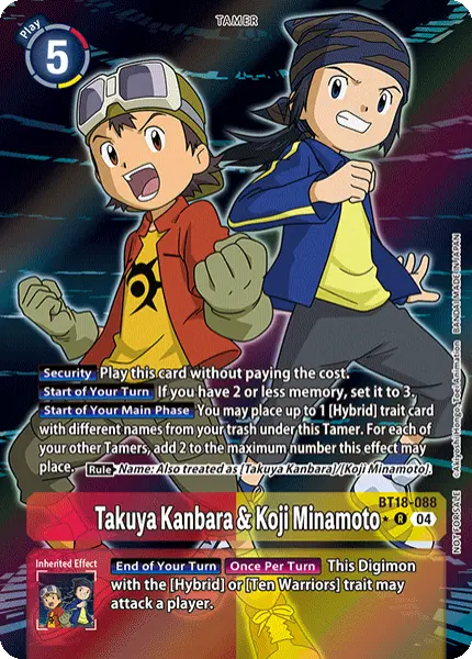 Digimon TCG Card 'BT18-088_P1' 'Takuya Kanbara & Koji Minamoto'