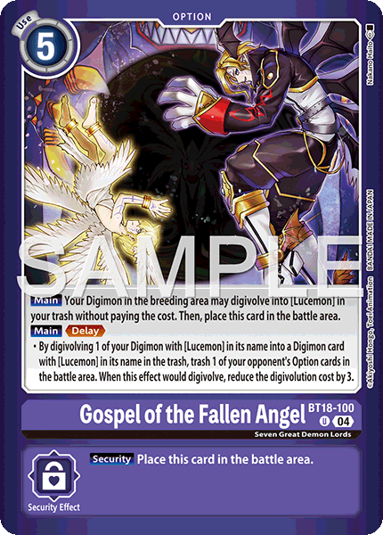 Digimon TCG Card 'BT18-100_P1' 'The Gospel of the Fallen Angel'