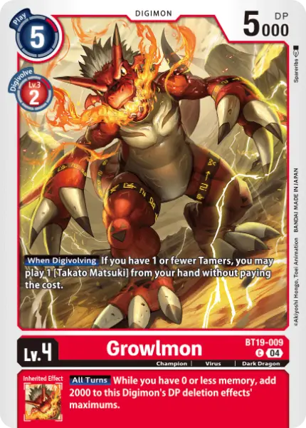 Digimon TCG Card 'BT19-009' 'Growlmon'