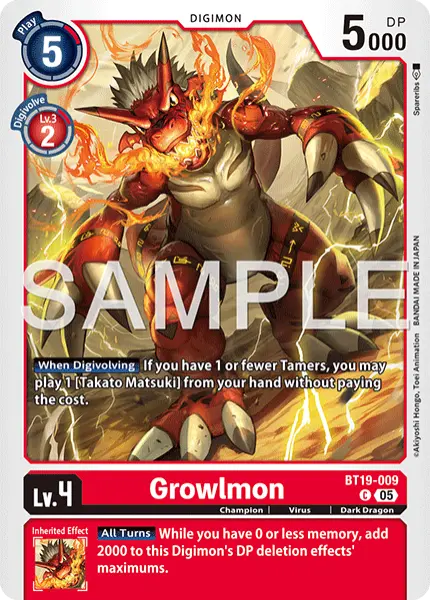 Digimon TCG Card 'BT19-009_P1' 'Growlmon'