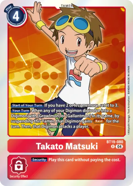 Digimon TCG Card 'BT19-080' 'Takato Matsuki'