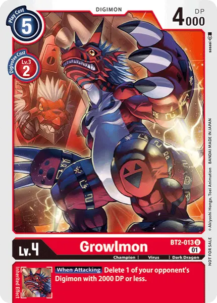 Digimon TCG Card 'BT2-013_P1' 'Growlmon'