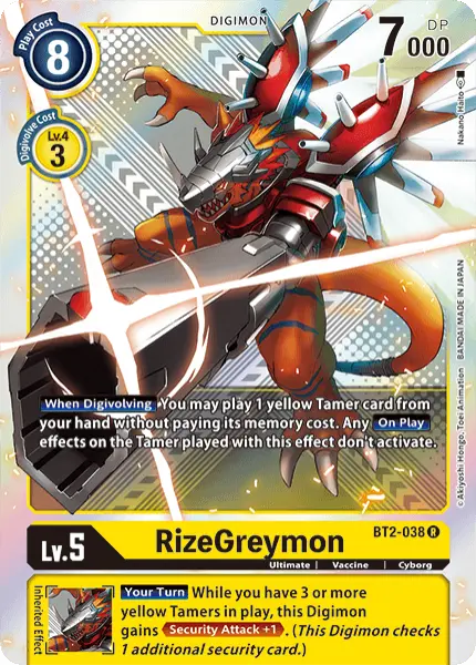 Digimon TCG Card 'BT2-038_P1' 'RizeGreymon'