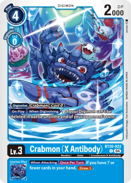 Digimon TCG Card 'BT20-022' 'Crabmon (X Antibody)'