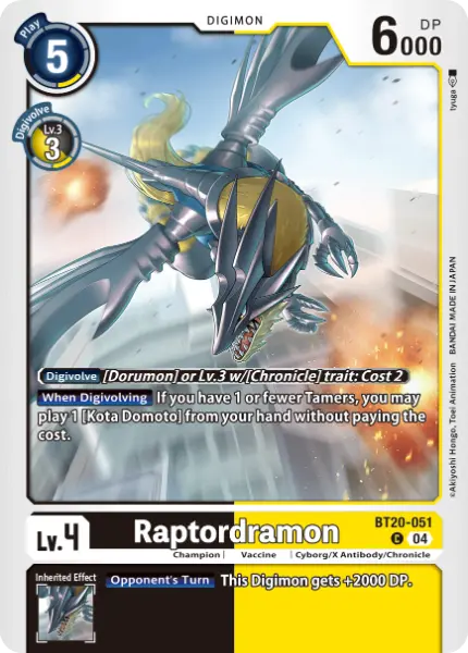 Digimon TCG Card 'BT20-051' 'Raptordramon'