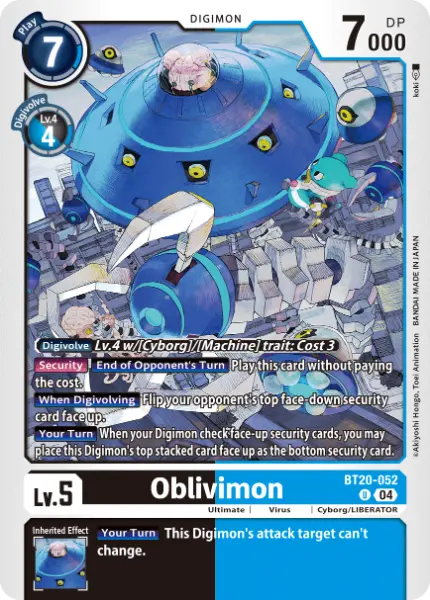 Digimon TCG Card 'BT20-052' 'Oblivimon'