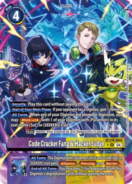 Digimon TCG Card 'BT20-089_P1' 'Code Cracker Fang & Hacker Judge'
