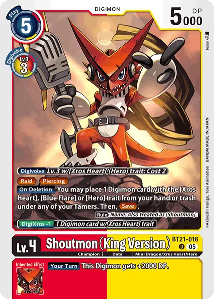Digimon TCG Card 'BT21-016' 'Shoutmon (King Version)'