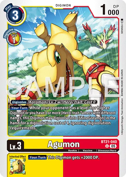 Digimon TCG Card 'BT21-040_P1' 'Agumon'