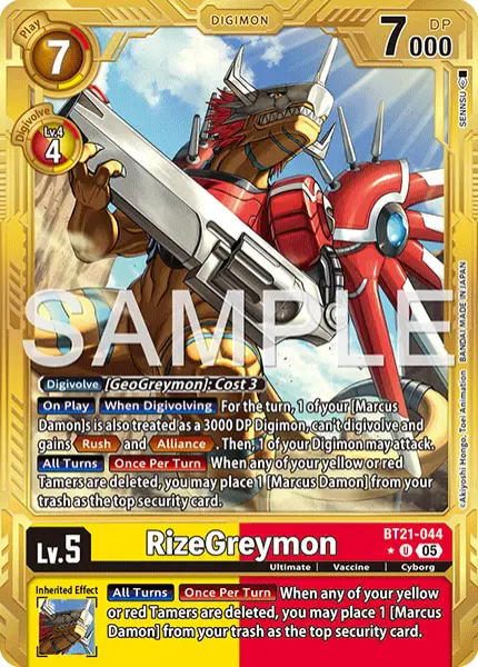 Digimon TCG Card 'BT21-044_P2' 'RizeGreymon'