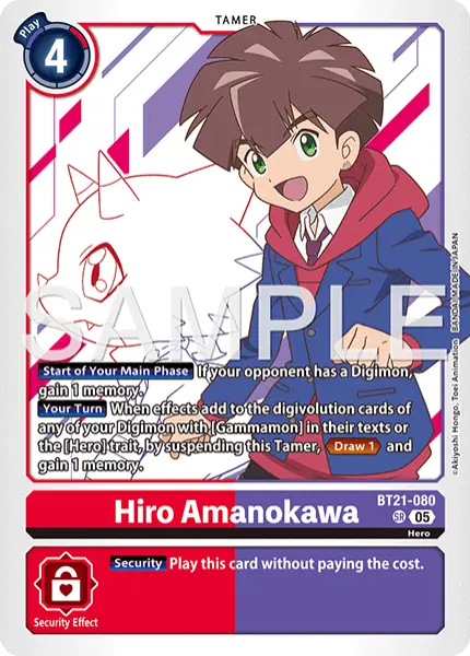 Digimon TCG Card 'BT21-080_P2' 'Hiro Amanokawa'