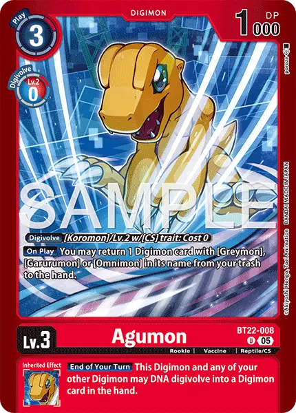 Digimon TCG Card 'BT22-008_P2' 'Agumon'