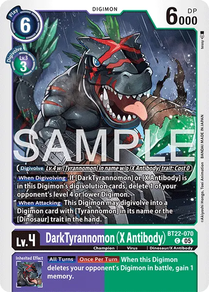 Digimon TCG Card 'BT22-070' 'DarkTyrannomon (X Antibody)'