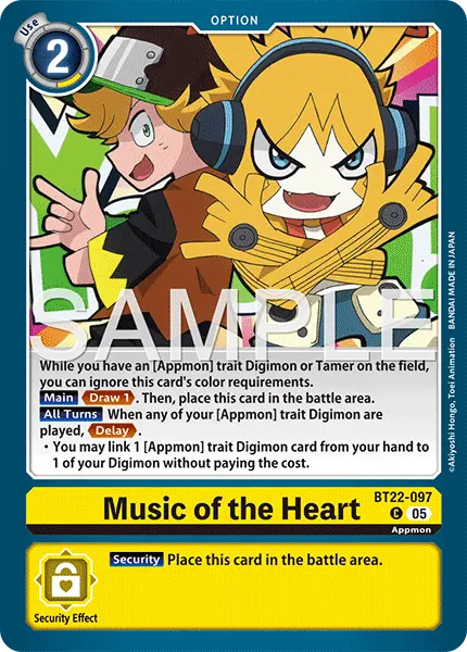 Digimon TCG Card 'BT22-097' 'Music of the Heart'