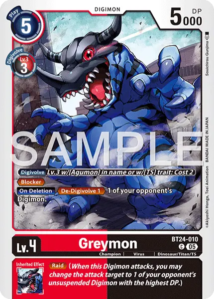 Digimon TCG Card 'BT24-010' 'Greymon'