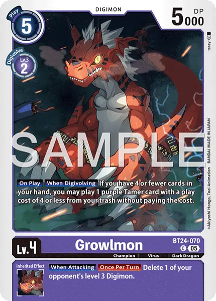 Digimon TCG Card 'BT24-070' 'Growlmon'