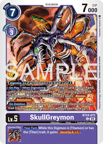 Digimon TCG Card 'BT24-072' 'SkullGreymon'