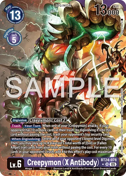 Digimon TCG Card 'BT24-078_P1' 'Creepymon (X Antibody)'