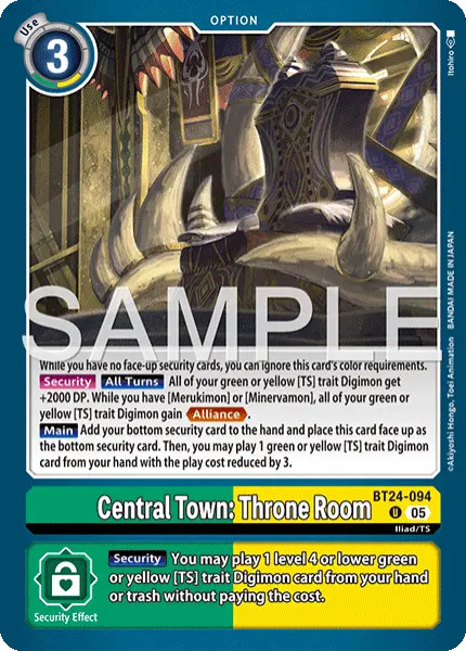 Digimon TCG Card 'BT24-094' 'Central Town: Throne Room'