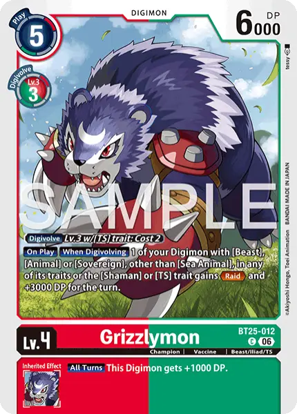 Digimon TCG Card 'BT25-012' 'Grizzlymon'
