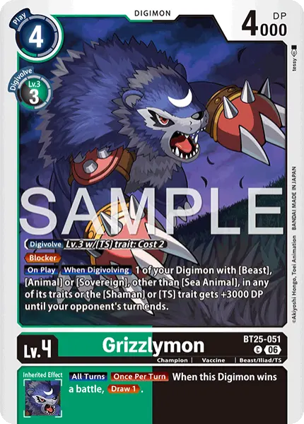 Digimon TCG Card 'BT25-051' 'Grizzlymon'