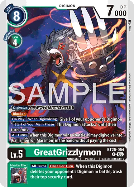 Digimon TCG Card 'BT25-054' 'GreatGrizzlymon'