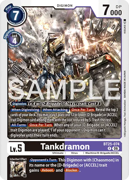 Digimon TCG Card 'BT25-074' 'Tankdramon'