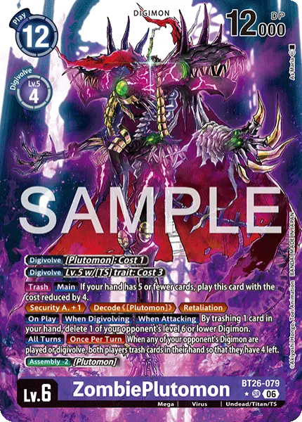 Digimon TCG Card 'BT26-079_P1' 'ZombiePlutomon'