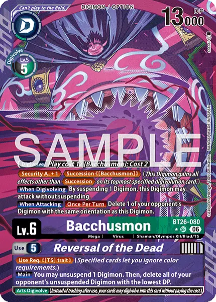 Digimon TCG Card 'BT26-080_P1' 'Bacchusmon Reversal of the Dead'