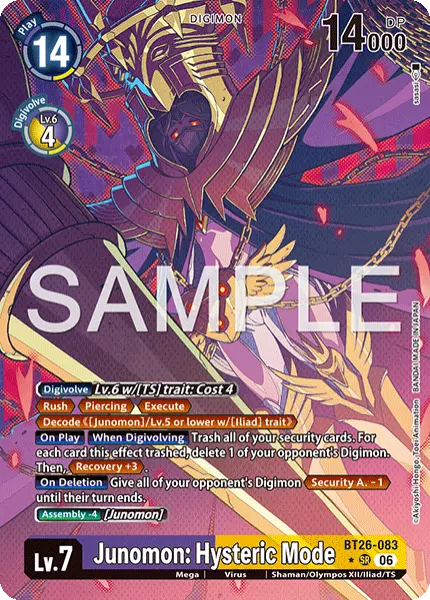 Digimon TCG Card 'BT26-083_P1' 'Junomon: Hysteric Mode'