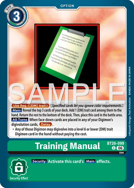 Digimon TCG Card 'BT26-099' 'Training Manual'