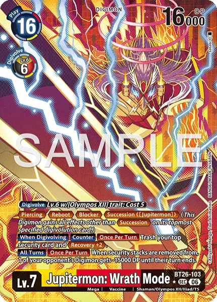 Digimon TCG Card 'BT26-103_P1' 'Jupitermon: Wrath Mode'