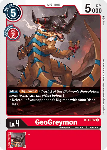 Digimon TCG Card 'BT4-012' 'GeoGreymon'