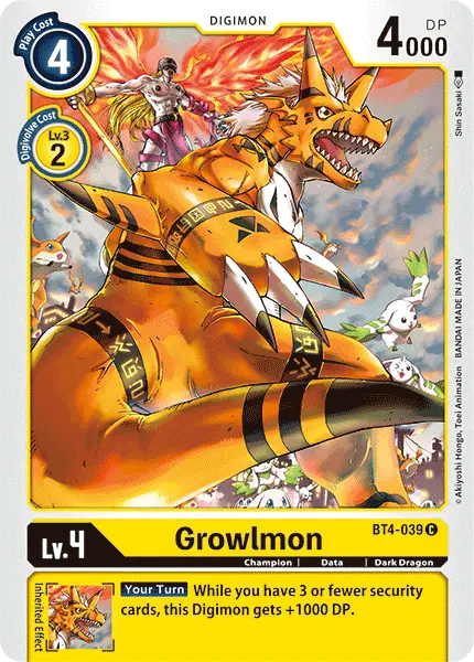 Digimon TCG Card 'BT4-039' 'Growlmon'