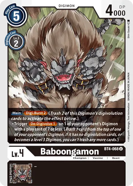 Digimon TCG Card 'BT4-068' 'Baboongamon'