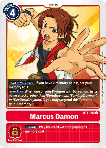 Digimon TCG Card 'BT4-092' 'Marcus Damon'