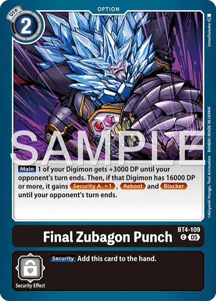 Digimon TCG Card 'BT4-109_P1' 'Final Zubagon Punch'
